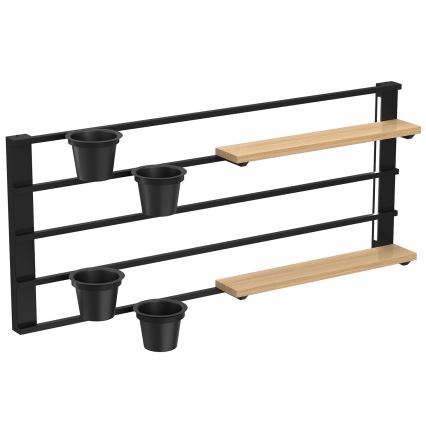 Estante de pared con macetas y LED iluminación SHELF 50x118 cm negro/beige/pino
