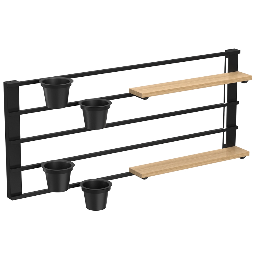 Estante de pared con macetas y LED iluminación SHELF 50x118 cm negro/beige/pino
