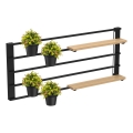 Estante de pared con macetas y LED iluminación SHELF 50x118 cm negro/beige/pino