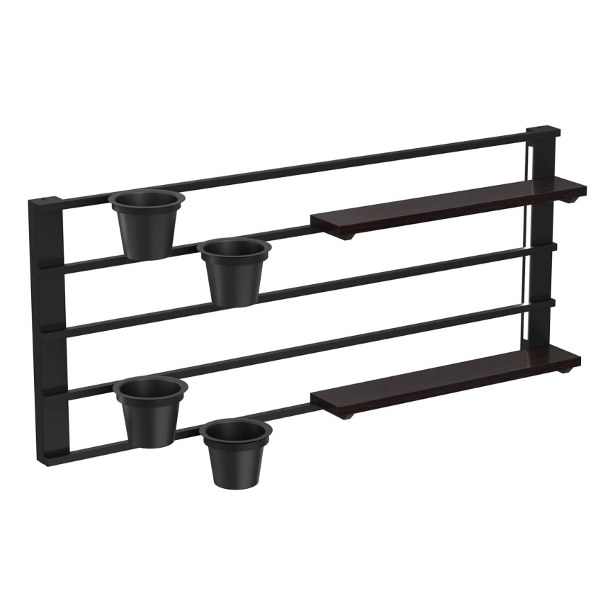 Estante de pared con macetas y LED iluminación SHELF 50x118 cm negro/pino