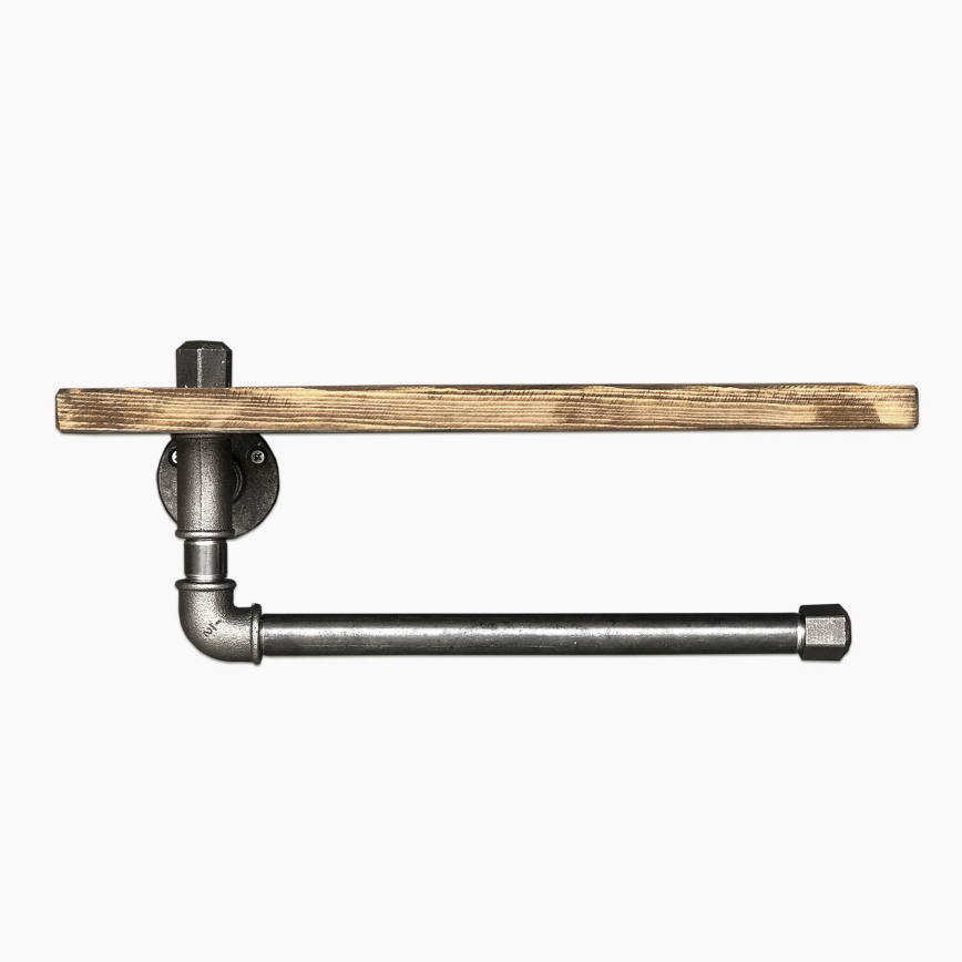 Estante de pared con toallero BORURAF 16x40 cm abeto/negro