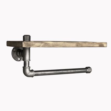 Estante de pared con toallero BORURAF 16x40 cm abeto/negro