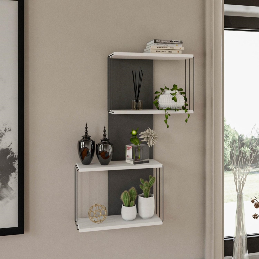 Estante de pared DESTAN 96x65 cm blanco/antracita