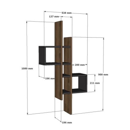 Estante de pared EMSE 108x53,8 cm marrón/antracita