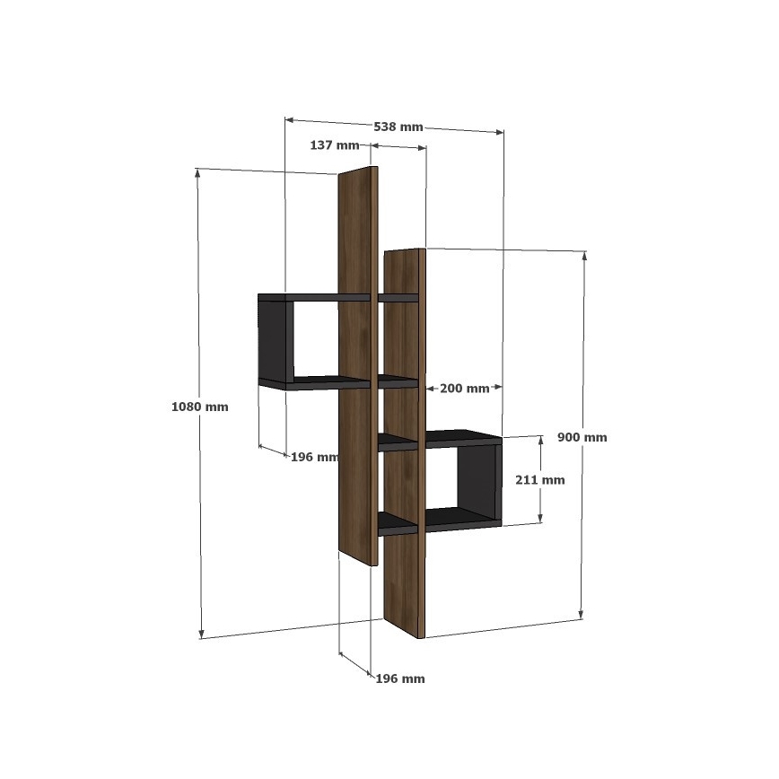 Estante de pared EMSE 108x53,8 cm marrón/antracita