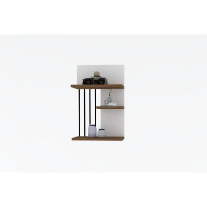 Estante de pared NEZMA 60x40 cm blanco/marrón/negro