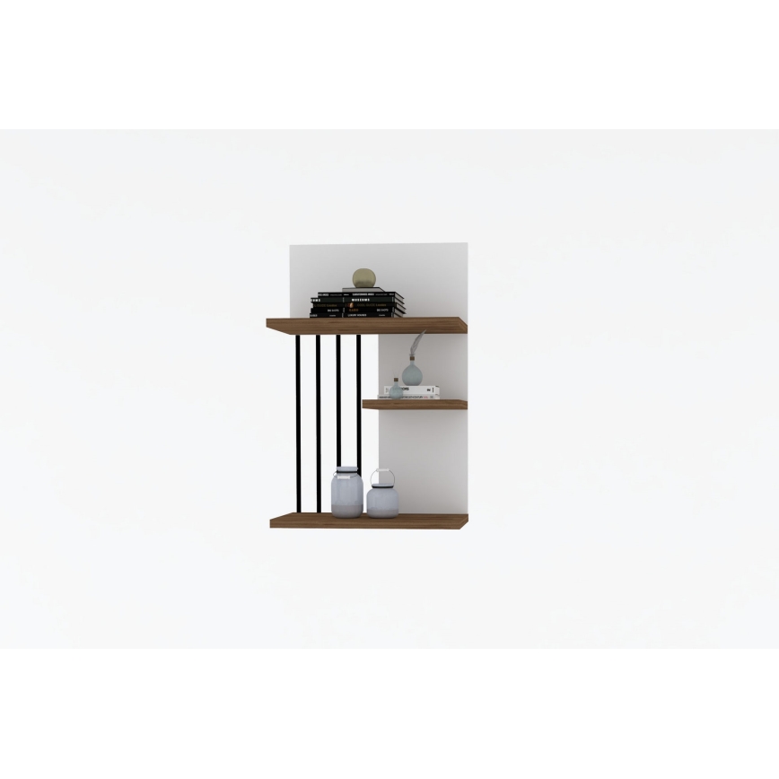Estante de pared NEZMA 60x40 cm blanco/marrón/negro