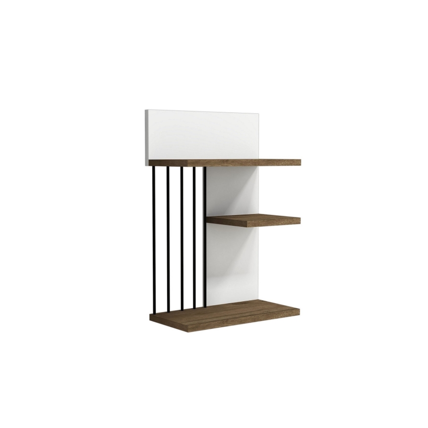 Estante de pared NEZMA 60x40 cm blanco/marrón/negro