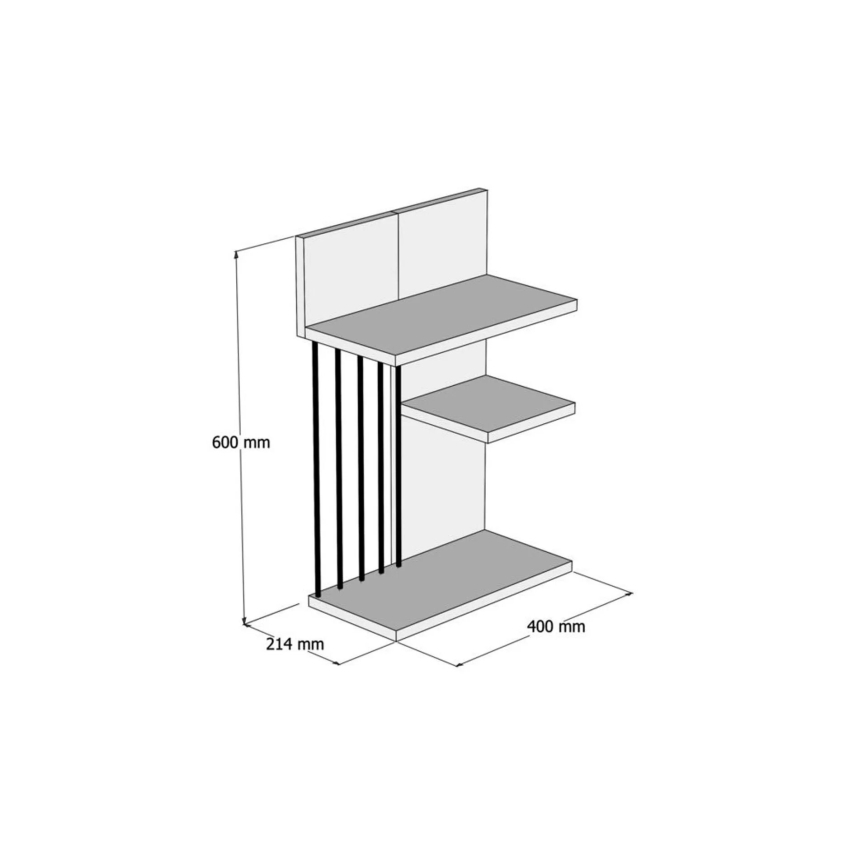 Estante de pared NEZMA 60x40 cm blanco/marrón/negro