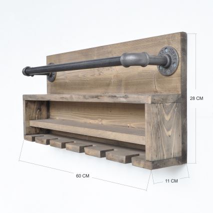 Estante de pared para cocina BORU 28x60 cm abeto/pino
