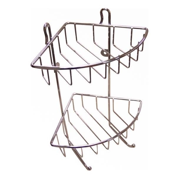 Estante de pared para ducha de dos niveles 22,5x30 cm cromo brillante