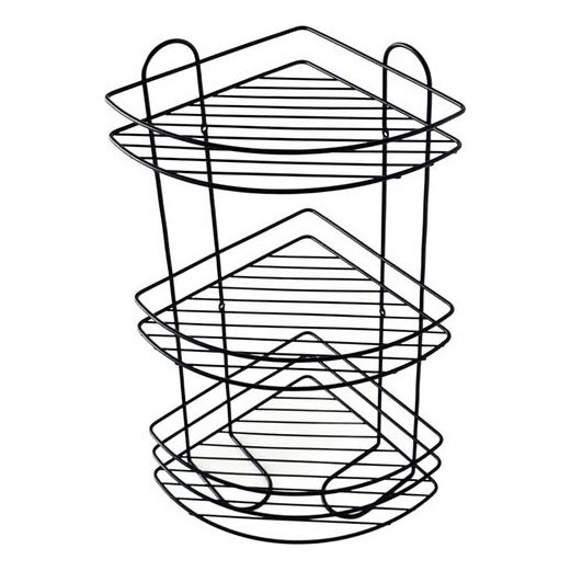 Estante de pared para ducha de tres niveles 23x58 cm negro