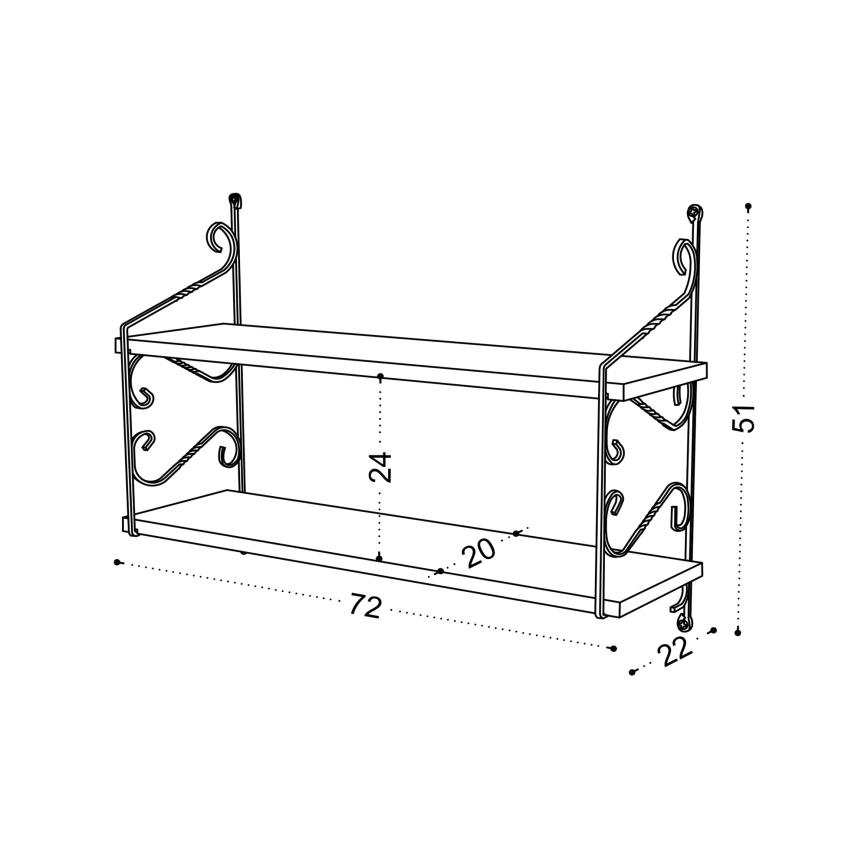 Estante de pared SERAMONI 51x72 cm blanco/negro