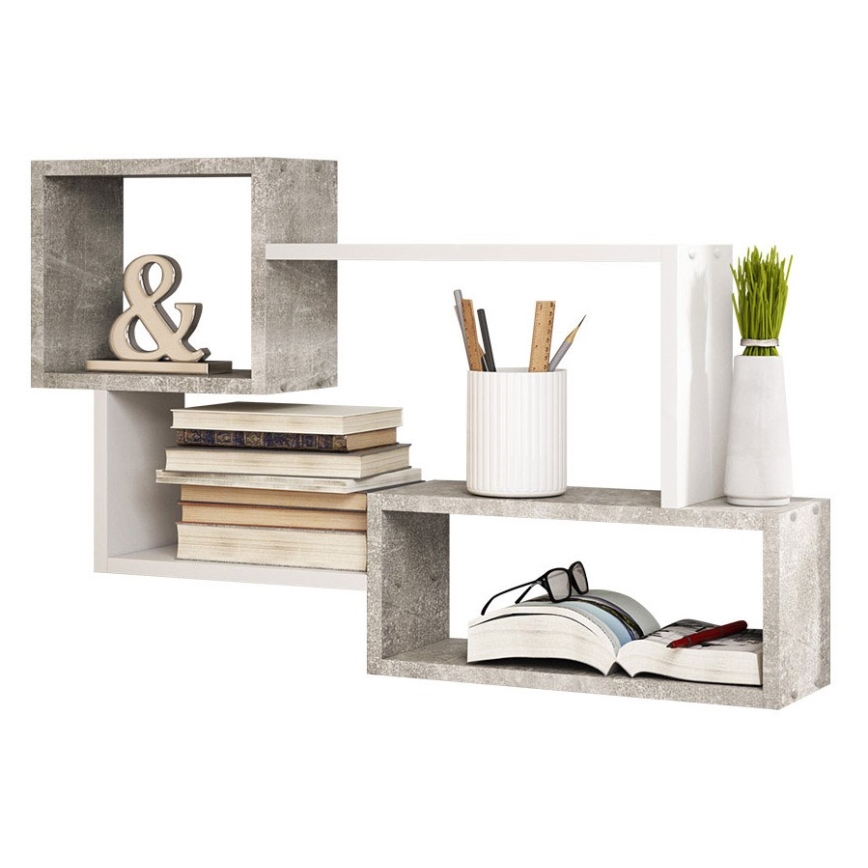 Estante de pared TRIO 54x87 cm gris/blanco