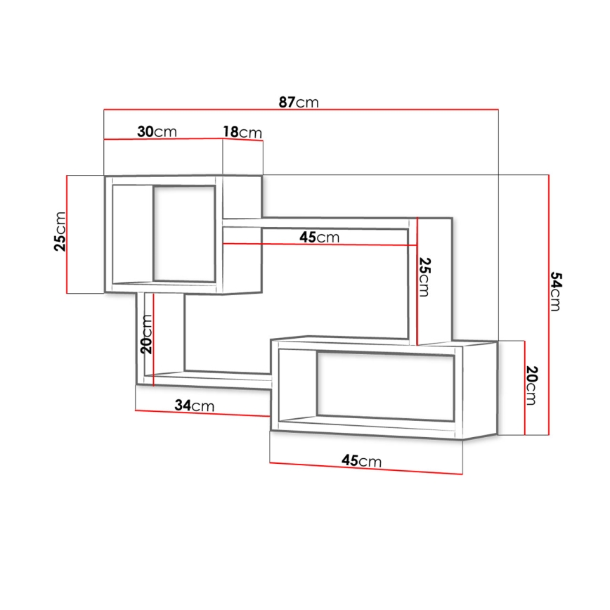 Estante de pared TRIO 54x87 cm gris/blanco