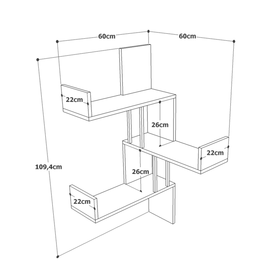 Estante esquinero de pared 109,4x60 cm pino atlántico