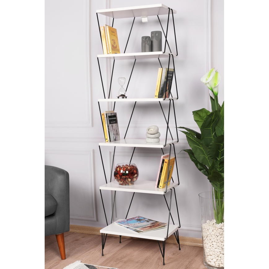 Estante para libros BALABAN 165x48 cm blanco/negro