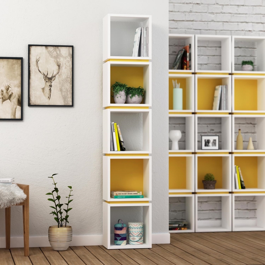 Estante para libros MULTI 167x32 cm blanco/amarillo