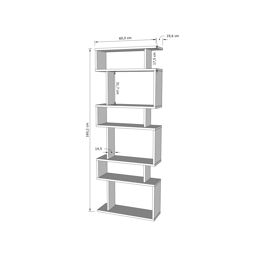 Estantería BATES 160x60 cm blanco/roble