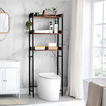 Estantería de baño RENARO marrón/negro