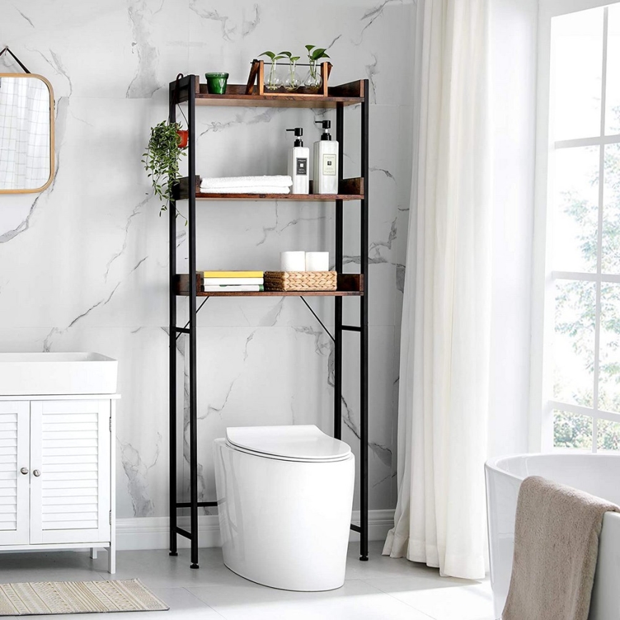 Estantería de baño RENARO marrón/negro