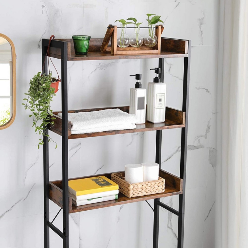 Estantería de baño RENARO marrón/negro