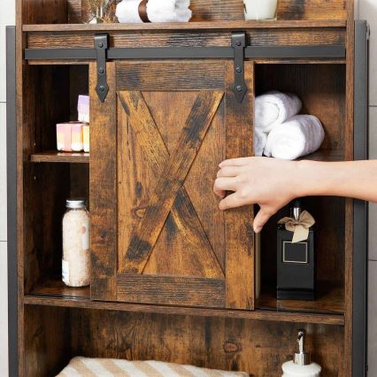 Estantería de baño RENARO marrón/negro