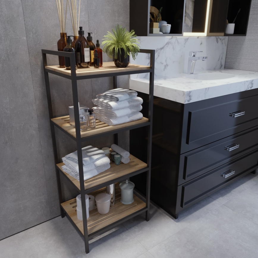 Estantería de baño STRALSUND 110x45 cm roble/negro