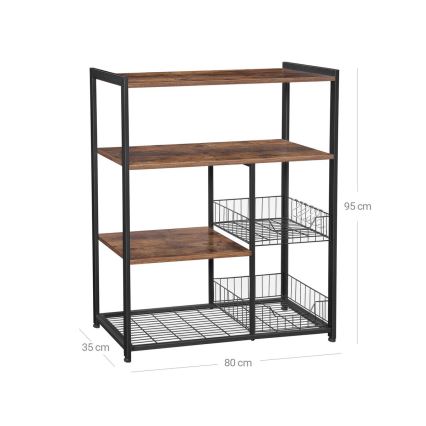 Estantería de cocina MARGE marrón/negro
