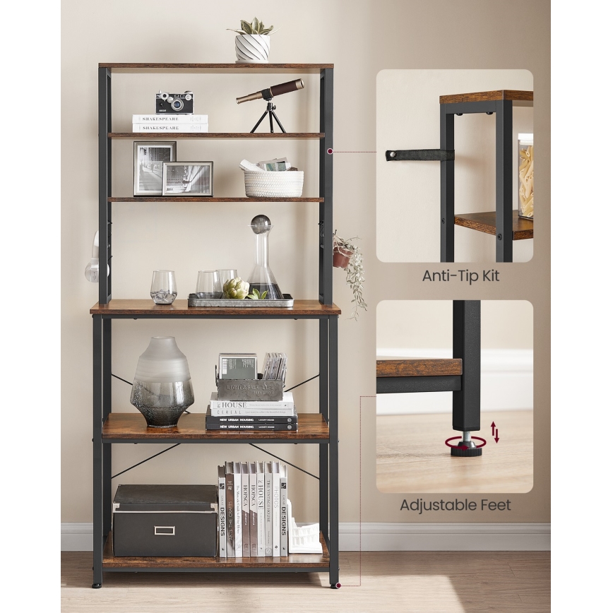Estantería de cocina MARGE marrón/negro