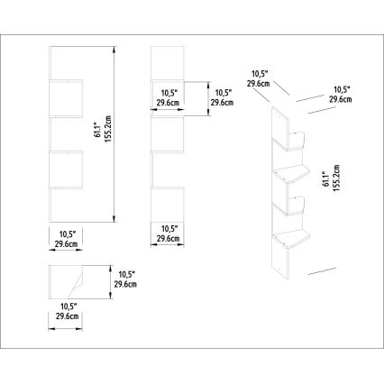 Estantería de esquina de pared DESALDO 155,2x29,6 cm marrón