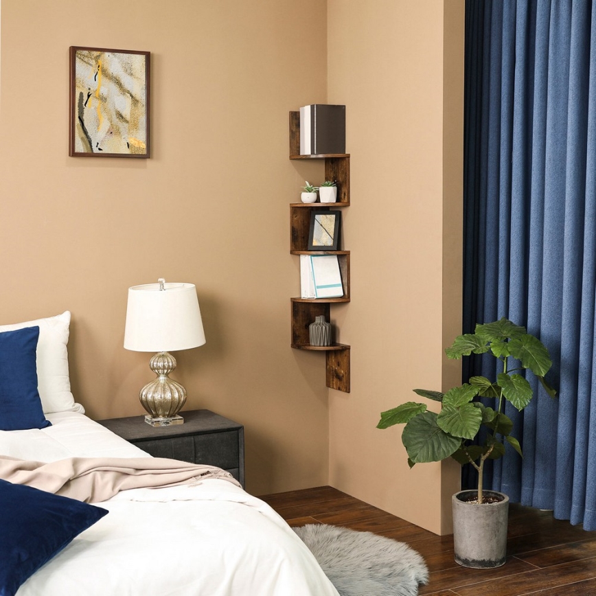 Estantería de esquina para pared SNAKE marrón