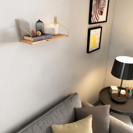 Estantería de pared 45x16 cm roble/dorado
