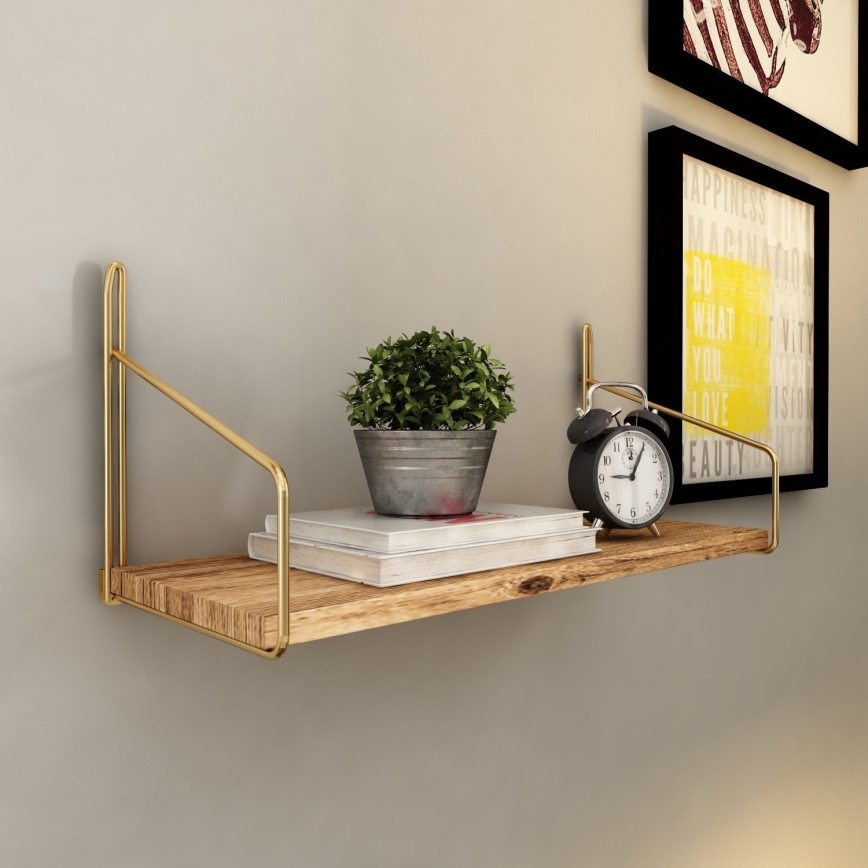 Estantería de pared 45x16 cm roble/dorado