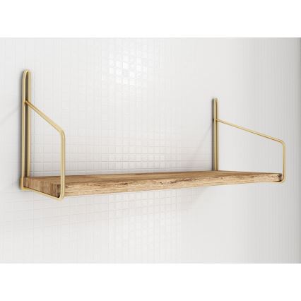 Estantería de pared 45x16 cm roble/dorado