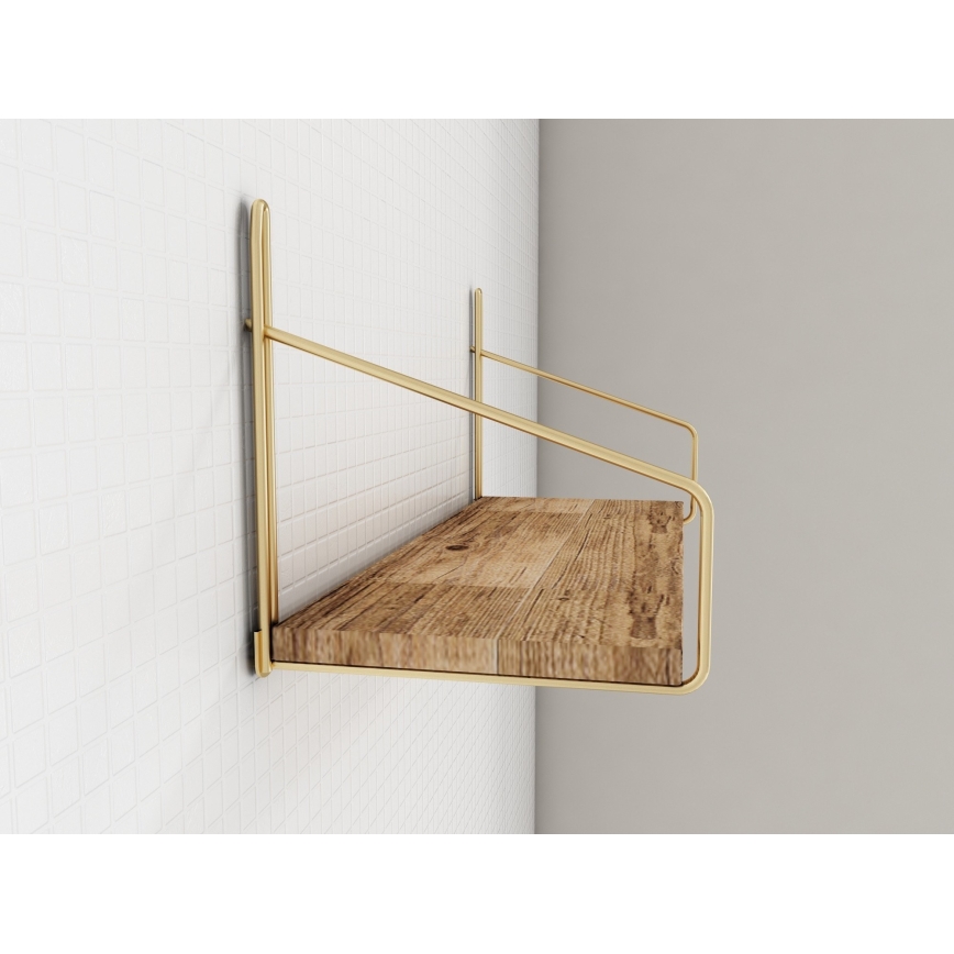 Estantería de pared 45x16 cm roble/dorado