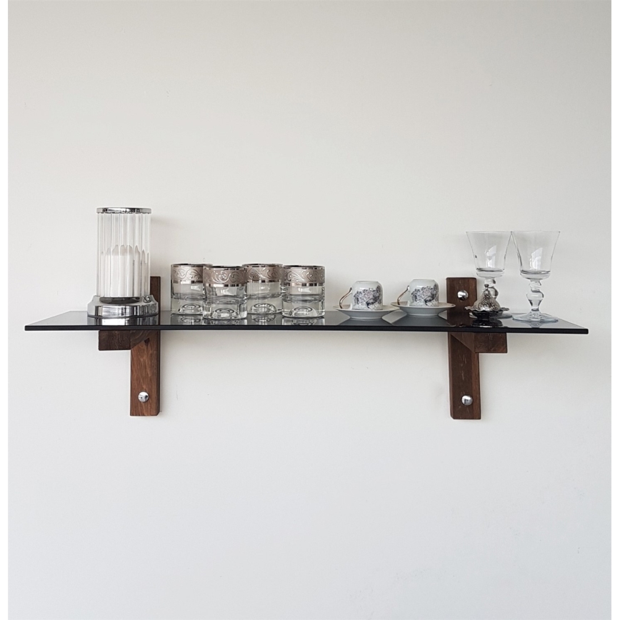 Estantería de pared 85x25 cm pino/negro