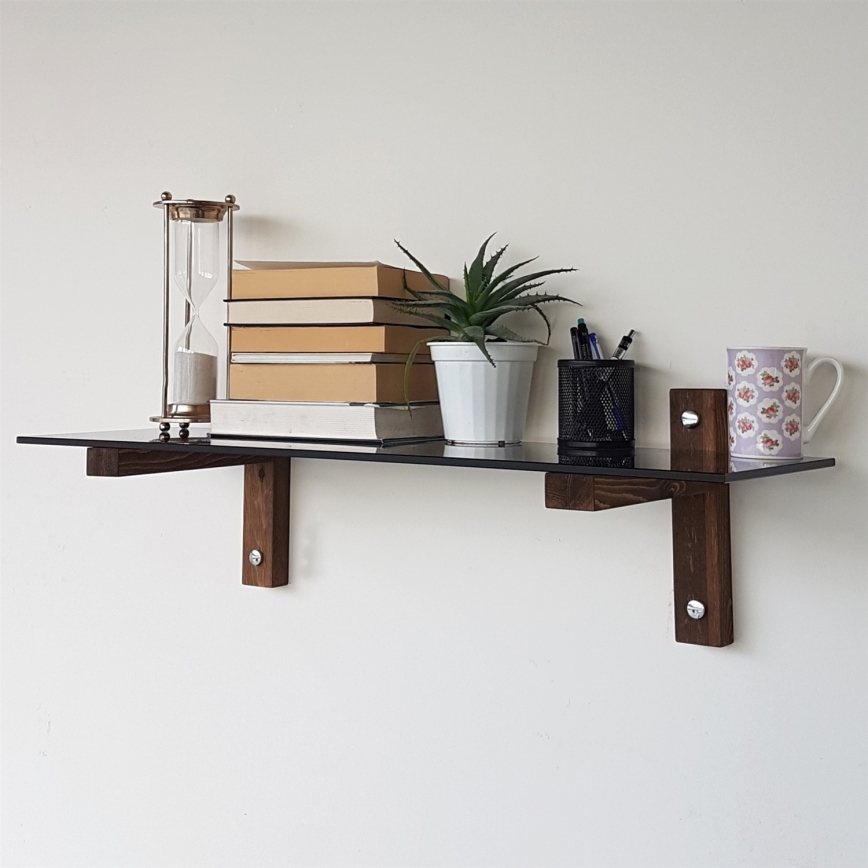 Estantería de pared 85x25 cm pino/negro
