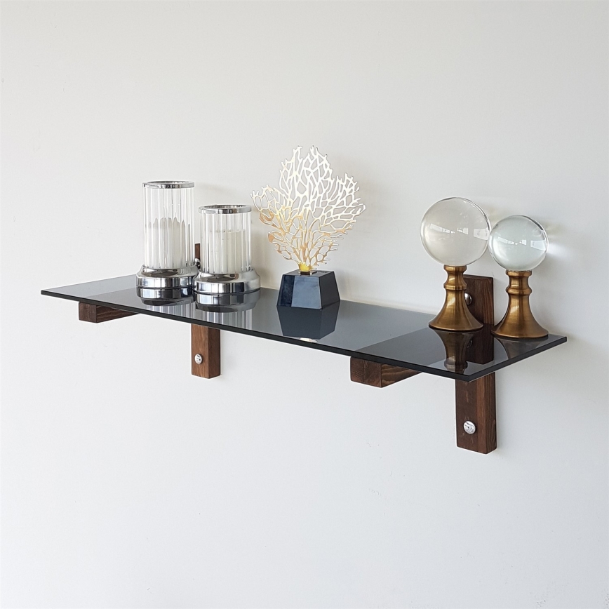 Estantería de pared 85x25 cm pino/negro
