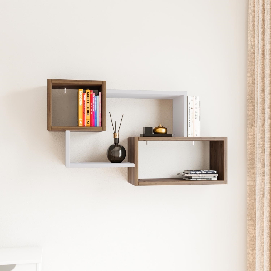 Estantería de pared AYDER 51x90 cm marrón/blanco