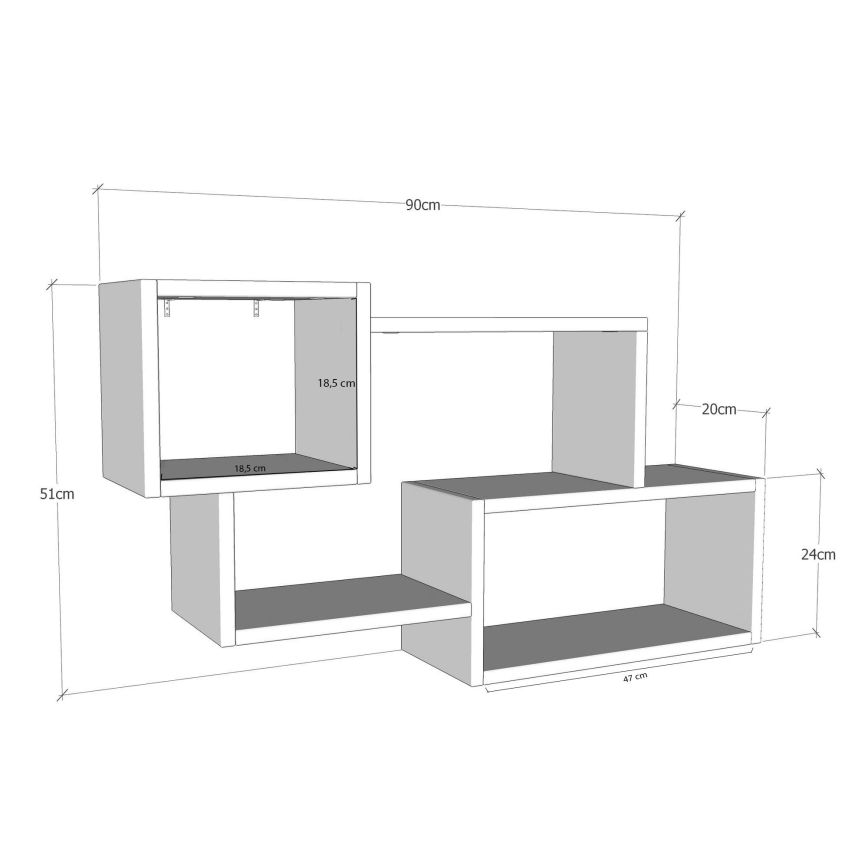 Estantería de pared AYDER 51x90 cm marrón/blanco