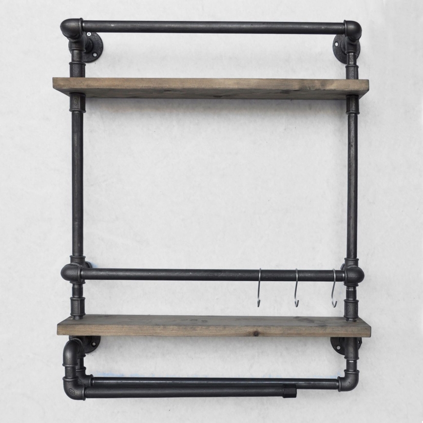 Estantería de pared BORU 67x60 cm marrón/negro