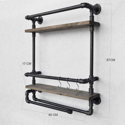 Estantería de pared BORU 67x60 cm marrón/negro