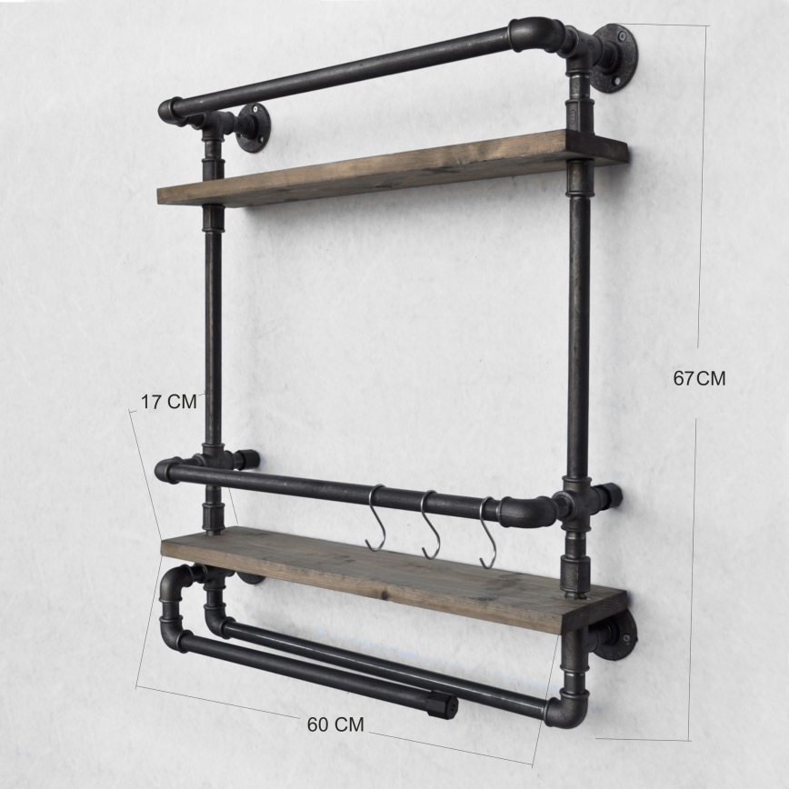 Estantería de pared BORU 67x60 cm marrón/negro