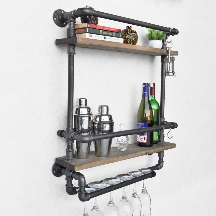 Estantería de pared BORU 67x60 cm marrón/negro