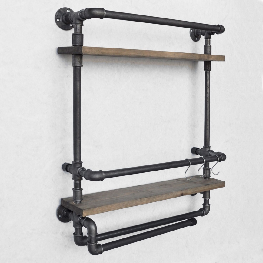 Estantería de pared BORU 67x60 cm marrón/negro