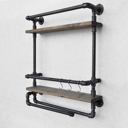 Estantería de pared BORU 67x60 cm marrón/negro