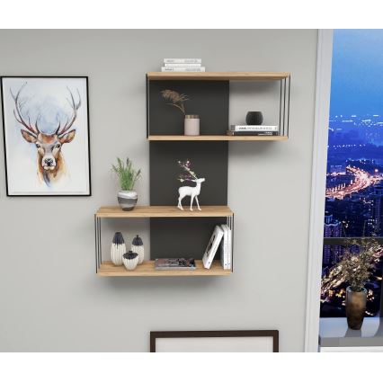 Estantería de pared DESTAN 96x65 cm antracita/marrón