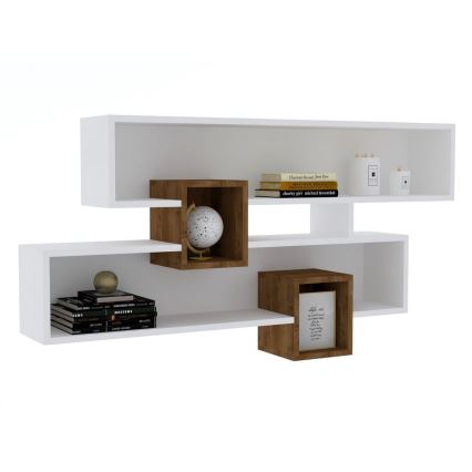 Estantería de pared KAREN 120x72,2 cm blanco/nogal