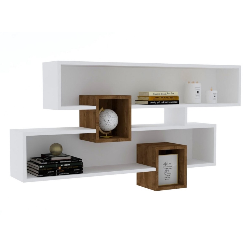 Estantería de pared KAREN 120x72,2 cm blanco/nogal